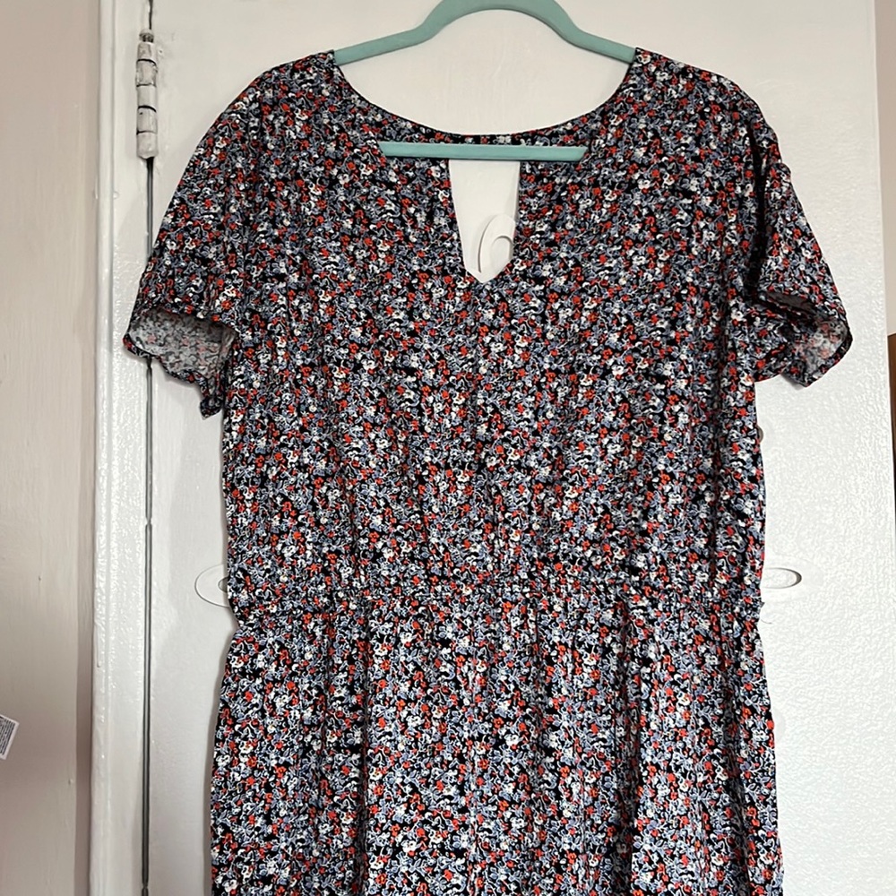 Blue and orange floral dress